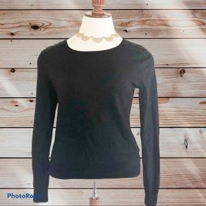 TAHARI Knit Sweater Shoulder Patches Merino Wool